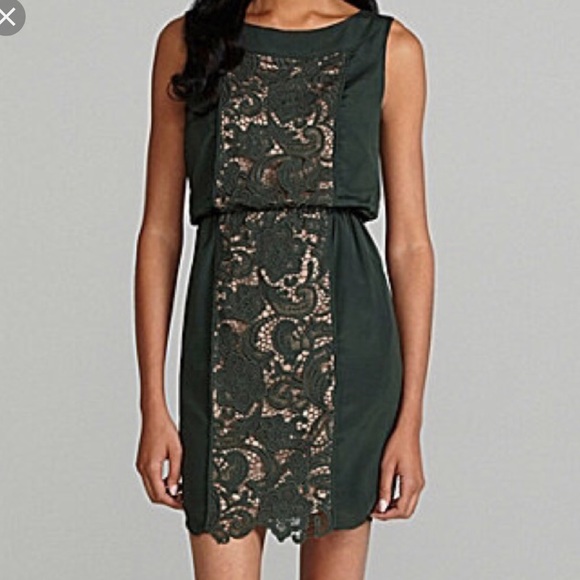 Jessica Simpson Dresses & Skirts - NWT Jessica Simpson Dark Green Lace Front Dress